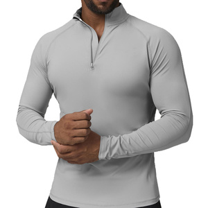 Custom Men's Sports Zipper Quick-drying Long-sleeved <b>T</b>-<b>shirt</b> Running and Fitness Stand-up <b>Collar</b> <b>T</b>-<b>shirt</b> - Product Image 1