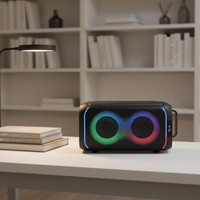 Troli Speaker Nirkabel Portabel Lampu LED RGB Radio FM Sistem Audio USB Dengan Mikrofon Bertenaga Baterai untuk Pesta Luar Ruangan