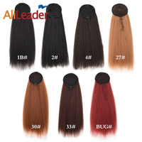 AliLeader Queue de Cheval Afro Yaki Lisse à Cordon 22'' pour Femmes Noires, Extensions de Cheveux Synthétiques Frisés
