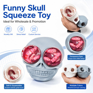Jouet anti-stress tête de mort d'Halloween, nouveauté effrayante pour fêtes, vente en gros directe usine - Product Image 2