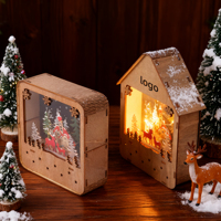 Lanterne à vent LED au design nouveau, lampe de Noël en bois, cadeau suspendu, décoration de table, centre de table, fournitures de vacances
