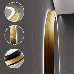 Espejo LED para baño Espejo de tocador de 20*36 pulgadas con luces Espejo de baño ovalado antivaho 3 colores y pared regulable continua - Product Image 2
