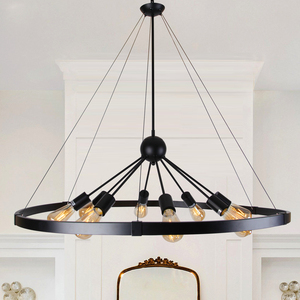 Lámpara de araña moderna para vestíbulo de hotel, candelabro negro estilo Art Deco para salas de estar de villas - Product Image 1