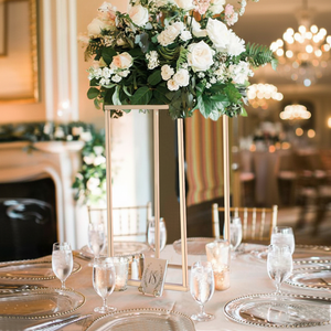 Vase <span class=keywords><strong>haut</strong></span> et <span class=keywords><strong>support</strong></span> à plantes en métal blanc doré moderne pour événements de mariage et fêtes, décoration intérieure de haute qualité - Product Image 2