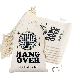 Sacs de récupération après une gueule de bois, pochettes réutilisables en coton avec cordon de serrage pour cadeaux de fête de bachelorette, décorations de fête de bachelier, fête prénuptiale - Product Image 1
