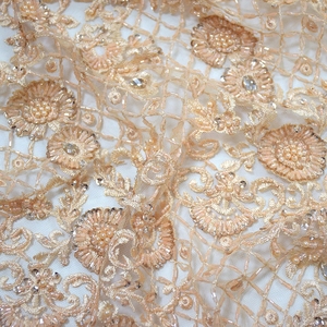 Bonita tela de encaje de tul con cuentas hecha a mano, tela de malla de Boda nupcial de lujo - Product Image 4