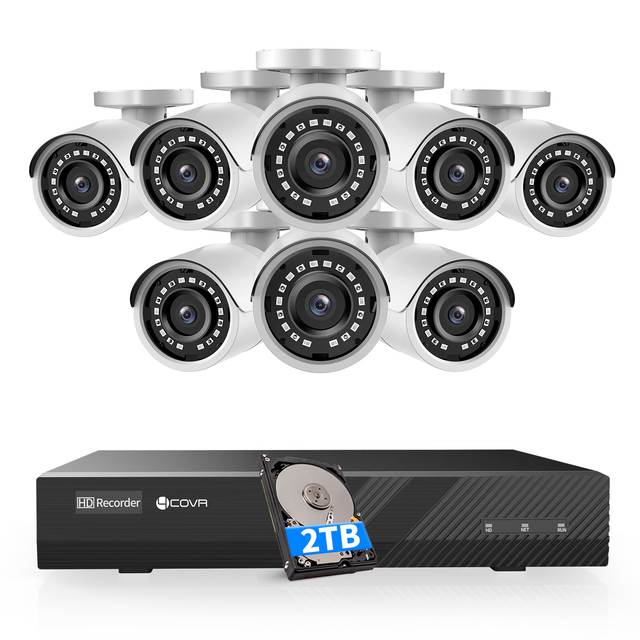 4COVR 5MP 8-Channel PoE AI IP Security Camera System Outdoor Night Vision Low Cost Surveillance Free App Without Subscription
