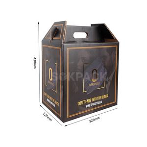 Kotak Kemasan Anggur Kardus Inovatif Khusus dengan Stamping Emas & Pegangan, Karton Kemasan Anggur Merah - Product Image 6