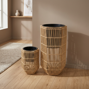 Nouvelle Conception Tendance : Jardinière Colonne Hexagonale Minimaliste en PVC, avec Lattes Ajourées, Lot de 2 pour Décoration de Sol, Patio et Jardin - Product Image 6