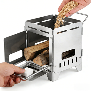 Paslanmaz Çelik Taşınabilir Kamp Odun Sobası Açık Hava Yemek Pişirme, Yürüyüş ve Hayatta Kalma İçin - Product Image 4