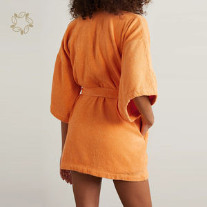 Organic Bamboo Cotton Blend Terry Robe Bamboo Kimono Robe Eco Cloth Robe <strong>Dressing</strong> <strong>Gown</strong> Short Sleeve Terry Cotton Bath <strong>Towel</strong> - Product Image 2