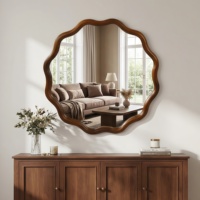 Miroir mural en bois avec cadre ondulé Art Déco INNOVA Accent Home pour salon, salle de bain, chambre à coucher