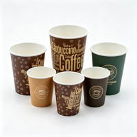 Gobelets jetables personnalisés biodégradables écologiques en papier kraft/blanc à paroi simple pour café et thé 250 ml