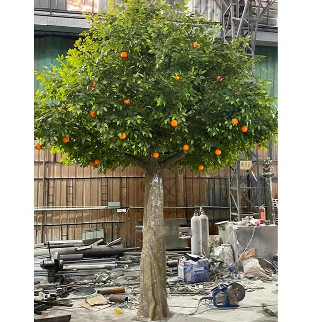 Decorazione del giardino dell'interno della casa pianta artificiale alberi verdi in vaso alberi da frutto artificiali arancioni