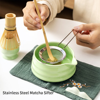 Bol à matcha en céramique de haute qualité, fouet à matcha en bambou fait main japonais, ensemble d'outils à matcha de couleur verte avec emballage cadeau