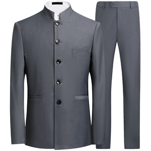 Traje de <span class=keywords><strong>hombre</strong></span> al por mayor estilo chino con cuello mandarín, ajustado, para novio, con cremallera y botonadura sencilla - Product Image 3