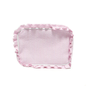 Rosa Rüschen-Kosmetiktasche, 25 Stück, GA-Lager, Seersucker-Make-up-Tasche, Reise-Reißverschlusstasche DOM-2898 - Product Image 5