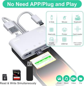 <span class=keywords><strong>5</strong></span> trong 1 OTG Multiport Đầu đọc thẻ với USB L/C/A để USB Một 3.0 SD/TF Tai nghe âm thanh & máy ảnh cho <span class=keywords><strong>iPhone</strong></span> iPad bên ngoài cài đặt - Product Image 4