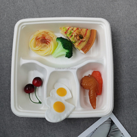Assiettes jetables assiettes pour aliments à emporter 9 pouces 2 compartiments Bagasse assiettes rondes biodégradables