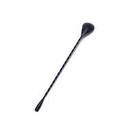 Vente en gros de cuillère à mélanger pour cocktail en acier inoxydable noir de 10 pouces pour boisson café cocktail