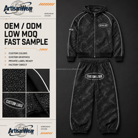 Ensemble décontracté deux pièces pour homme avec haut à manches longues zippé à motif moucheté et pantalon à cordon de serrage OEM ODM