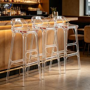 Silla de Bar Moldeada en Resina Transparente, Taburete de Barra Acrílico Transparente Minimalista, Diseño Moderno Transparente para Bar en Casa - Product Image 6