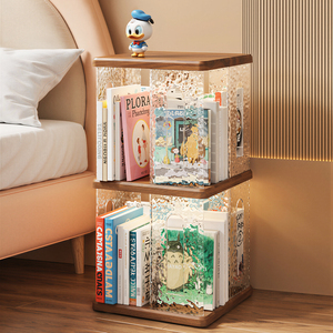 <strong>Small</strong> Multi-Layer Bookcase Storage Rack Spin Removable Plastic Stackable <strong>Bookshelf</strong> Functional Floor Book Storage Unit BT-409 - Product Image 4