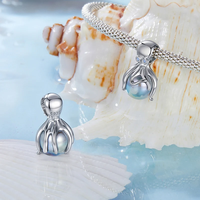 Accessoires DIY en Argent Sterling 925 Massif de Haute Qualité, Série Océan : Breloques Tortue, Pieuvre, Méduse, Hippocampe - Vente en Gros