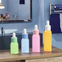 Flacon compte-gouttes cylindrique en plastique PET bleu de 20 ml, 30 ml, 50 ml, 100 ml, contenant cosmétique, sérum pour le visage, huile essentielle, liquide capillaire, personnalisable