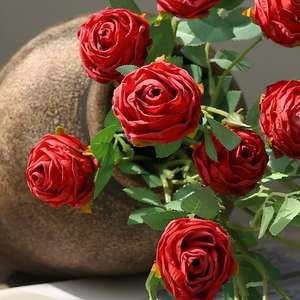 नया जीवन हस्तनिर्मित 57 सेमी एकल स्टेम गुलाबी कर्ल्ड गुलाब रेशम कृत्रिम फूलों की व्यवस्था के लिए कृत्रिम फूल - Product Image 4