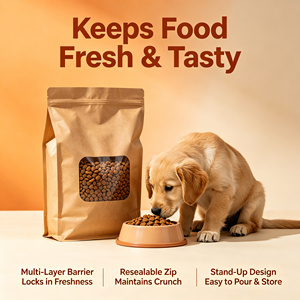 Sachet alimentaire personnalisé sous vide, refermable avec fermeture éclair, en plastique, pour poudre, snacks et aliments pour animaux de compagnie - Product Image 6