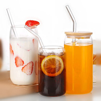 Verres à boire réutilisables ins couvercle de pot en bambou paille en verre Sublimation bière canette en forme de 16 oz mignon gobelet Mason pot tasse