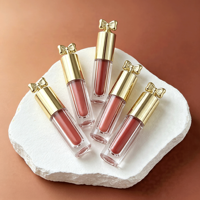 Tube de brillant à lèvres vide en plastique de 2,5 ml avec capuchon nœud en cristal, conteneur cosmétique transparent pour gloss, personnalisable avec logo et sérigraphie