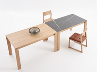 Ensemble de 2 chaises de salle à manger minimalistes en bois massif, dossier haut, confortables, sans accoudoirs, coussin en PU, rembourré en simili cuir, meubles de bureau à domicile
