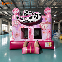 Château gonflable Ceyu en PVC pour fêtes en plein air, château gonflable rose princesse pour filles, maison de saut pour enfants