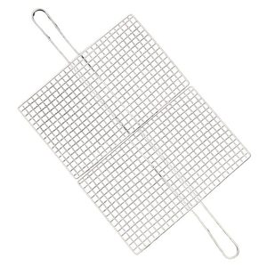 Grille de <span class=keywords><strong>barbecue</strong></span> en acier inoxydable soudée à trous carrés avec poignée résistante à la chaleur, portable <span class=keywords><strong>pour</strong></span> le camping en extérieur et l'utilisation en <span class=keywords><strong>gabion</strong></span> - Product Image 1