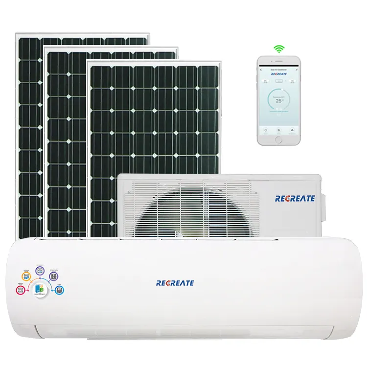 Aire acondicionado solar completo Split Ac 12000btu, aire acondicionado solar, aire acondicionado híbrido con energía solar para habitación