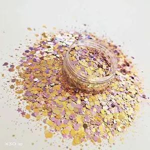 Grosir Kosmetik Glitter Campur Poliester Glitter Tahan Larutan Glitter untuk Kuku