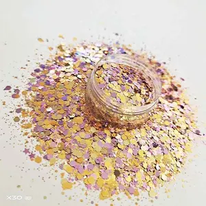 Mélange de paillettes en PET résistant aux solvants, or rose, 1 kg, pour ongles, paillettes épaisses, pour ongles de Noël, vente en gros - Product Image 1