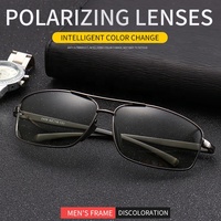 Sunbest 2458 Lunettes de soleil polarisées photochromiques en aluminium à monture rectangulaire pour hommes, dorées avec logo personnalisé, verres Tac pour la conduite