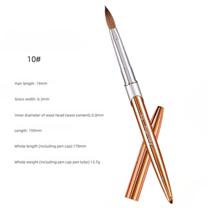 Pinceau à ongles 100% Kolinsky, manche en métal, pinceau pour peinture à la poudre acrylique, professionnel, pour salon de manucure, fournitures pour nail art, en vrac - Product Image 4