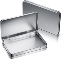 Boîte de rangement rectangulaire en fer blanc recyclable de qualité alimentaire avec charnière, pour écouteurs, bonbons, cadeaux, emballage réutilisable, vente en gros