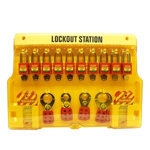 ロトプラスチック壁に取り付けられたロックアウトTagout駅イエロー10台の南京錠 - Product Image 3