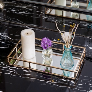 Plateau miroir rectangulaire <span class=keywords><strong>en</strong></span> verre <span class=keywords><strong>en</strong></span> métal moderne pour la maison ou l'hôtel Décorations souples de <span class=keywords><strong>petite</strong></span> taille <span class=keywords><strong>Plaque</strong></span> de rangement pour affichage ou utilisation dans un sac - Product Image 5