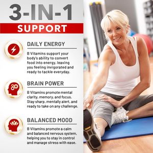 B12, <span class=keywords><strong>B1</strong></span>, <span class=keywords><strong>B2</strong></span>, B3, B5, B6, B7, B9, folik asit desteği sağlıklı enerji metabolizması dahil olmak üzere süper B kompleks vitaminleri - Product Image 4
