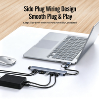 Station d'accueil USB-C portable 8-en-1, lecteur de cartes SD/TF, prise audio 3,5 mm pour salle de conférence et travail sur ordinateur portable