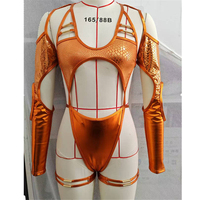 Plus Size Carnaval Monokini Bodysuit Lange Mouwen Cutout Veer Kristal Geprint Op Maat Groothandel Caribische Parade Maandag Kleding