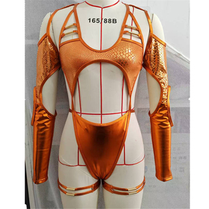 Traje de Baño Monokini de Talla Grande para Carnaval, Manga Larga, con Recortes, Plumas y Cristales, Estampado Personalizado, Venta al por Mayor, para el Desfile del Caribe, Ropa para el Lunes - Product Image 3