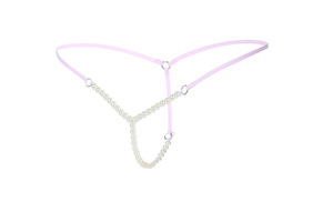 Tanga sexy de mujer más vendida con entrepierna abierta, cadenas de cuentas, tiro bajo, lencería de nailon teñido liso con perlas y bolas. - Product Image 6