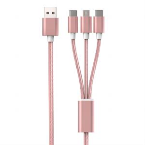 Logotipo personalizado All-One Nylon Trenzado 3-en-1 Multi <span class=keywords><strong>USB</strong></span> <span class=keywords><strong>Kabel</strong></span> 3-1 Cable de datos para carga rápida para teléfonos tabletas e impresoras - Product Image 3
